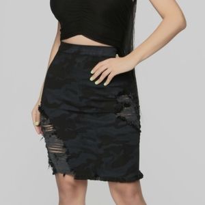 Camo Denim Skirt